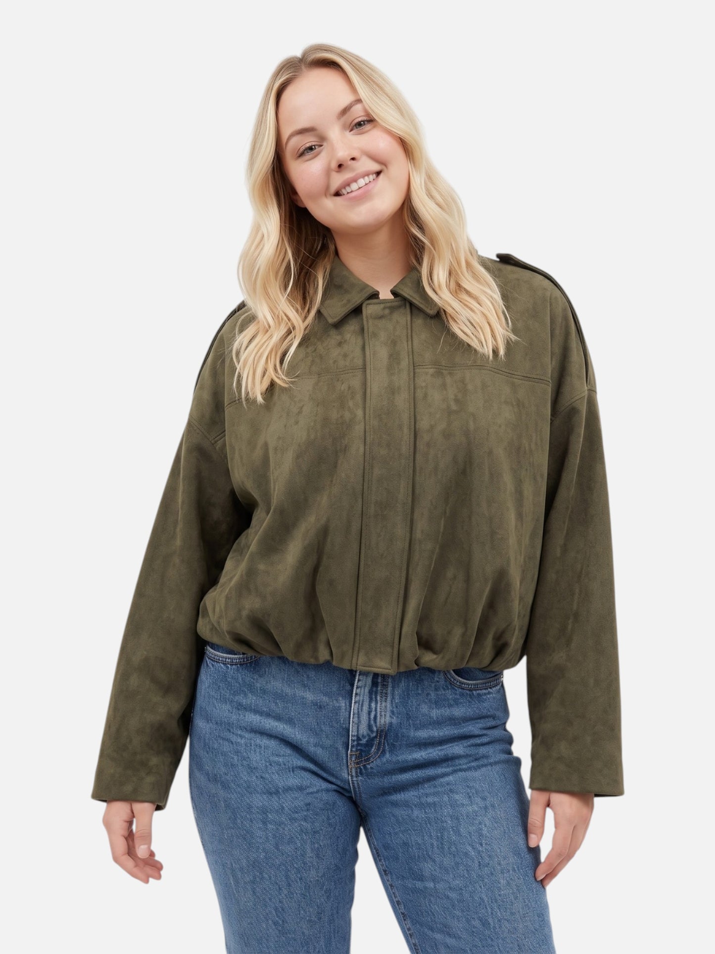 Montviro | Women’s Suede Feel Bomber Jacket – Vintage Casual Style