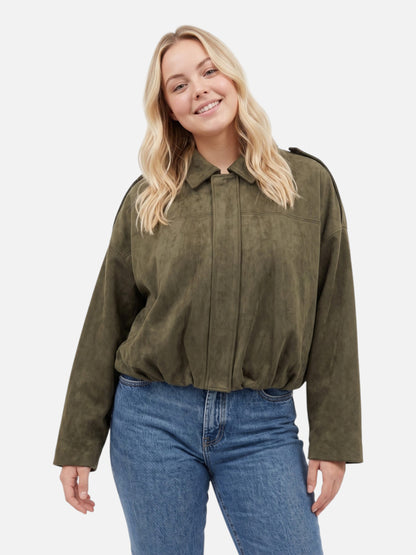 Montviro | Women’s Suede Feel Bomber Jacket – Vintage Casual Style