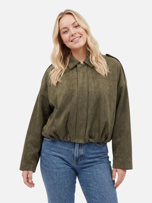 Montviro | Women’s Suede Feel Bomber Jacket – Vintage Casual Style