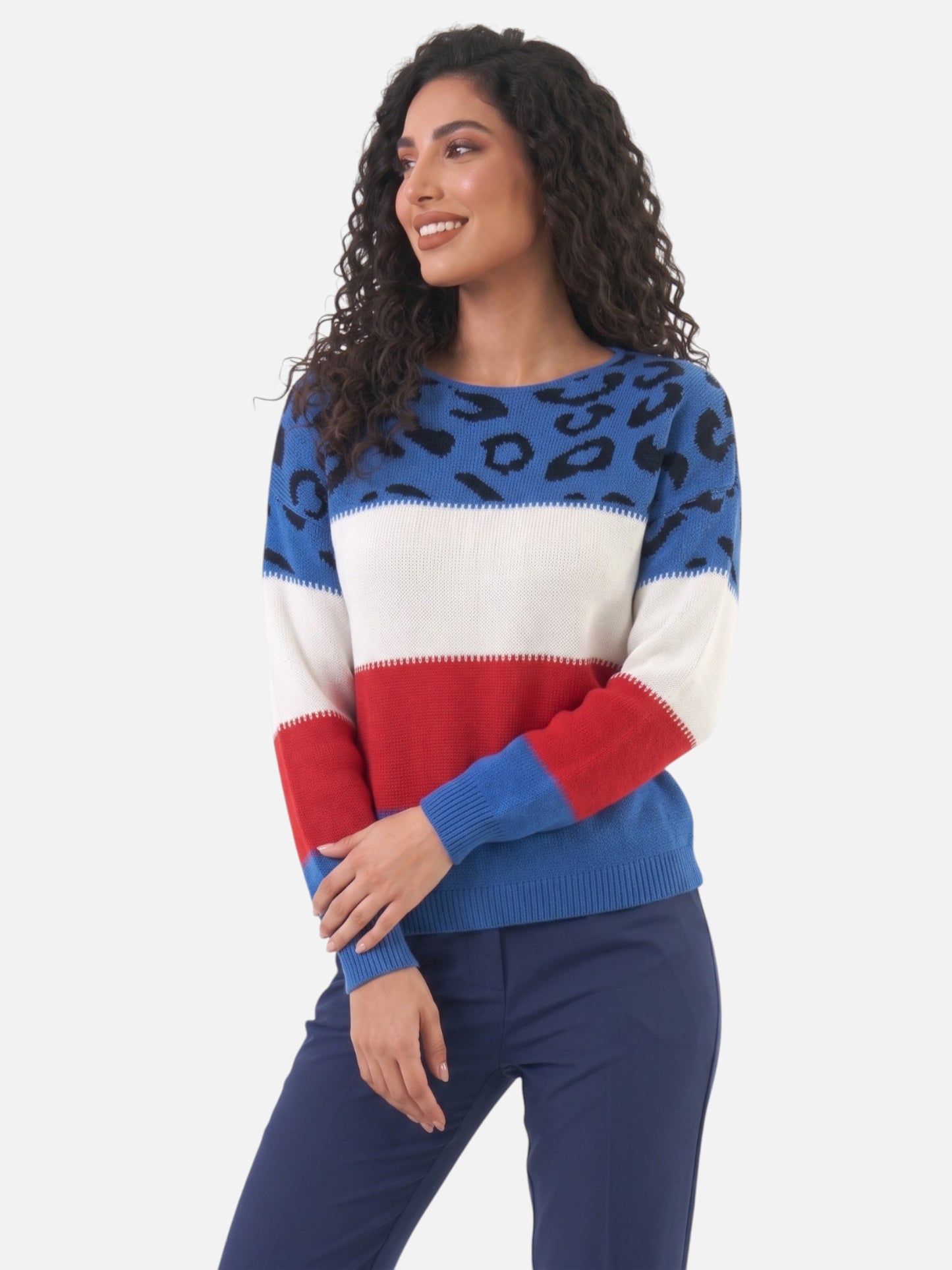 Montviro | Women’s Leopard Print Boat Neck Sweater – Casual Chic Style