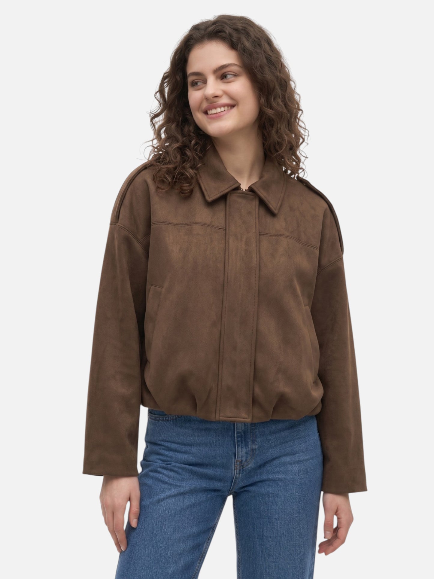 Montviro | Women’s Suede Feel Bomber Jacket – Vintage Casual Style