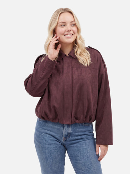 Montviro | Women’s Suede Feel Bomber Jacket – Vintage Casual Style