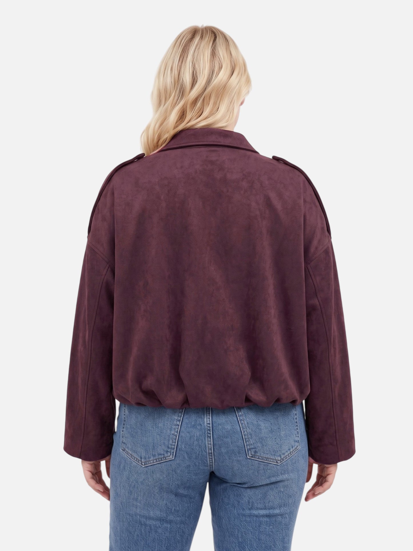 Montviro | Women’s Suede Feel Bomber Jacket – Vintage Casual Style