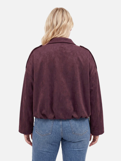 Montviro | Women’s Suede Feel Bomber Jacket – Vintage Casual Style