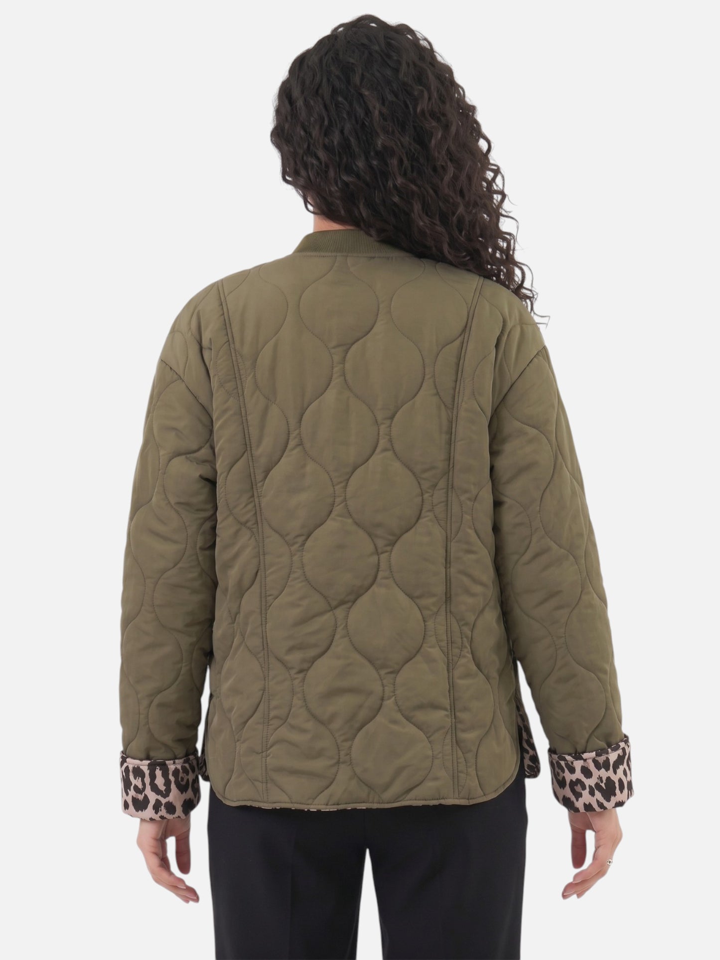 Montviro | Women’s Leopard Trim Jacket – Elegant Autumn Style