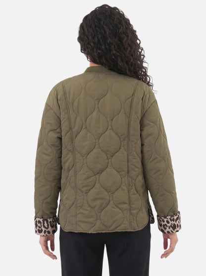 Montviro | Women’s Leopard Trim Jacket – Elegant Autumn Style
