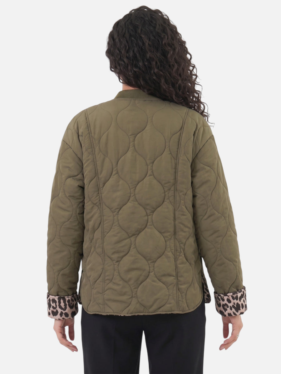 Montviro | Women’s Leopard Trim Jacket – Elegant Autumn Style