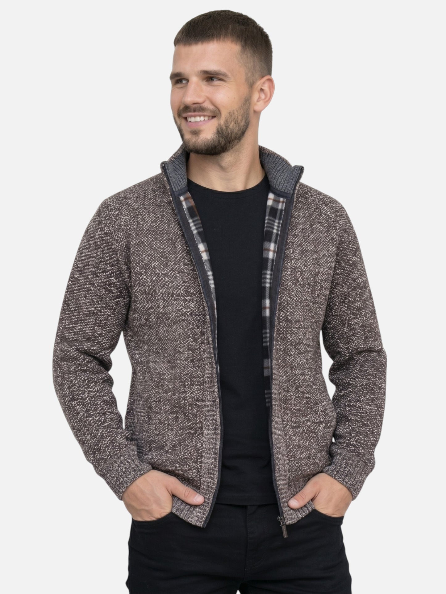 Montviro | Men's Fleece-Lined Zip Cardigan – Winter Comfort
