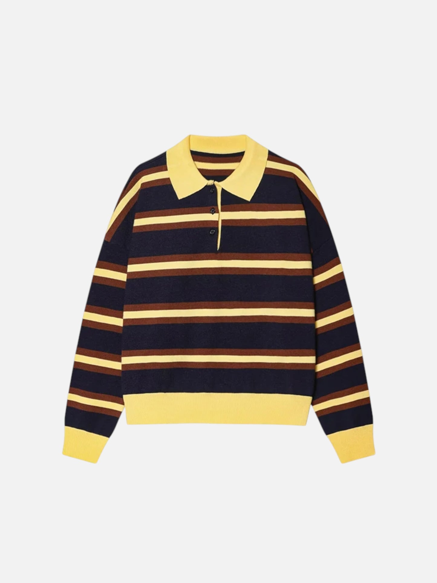 Montviro | Women’s Polo Neck Striped Sweater – Casual Chic Style