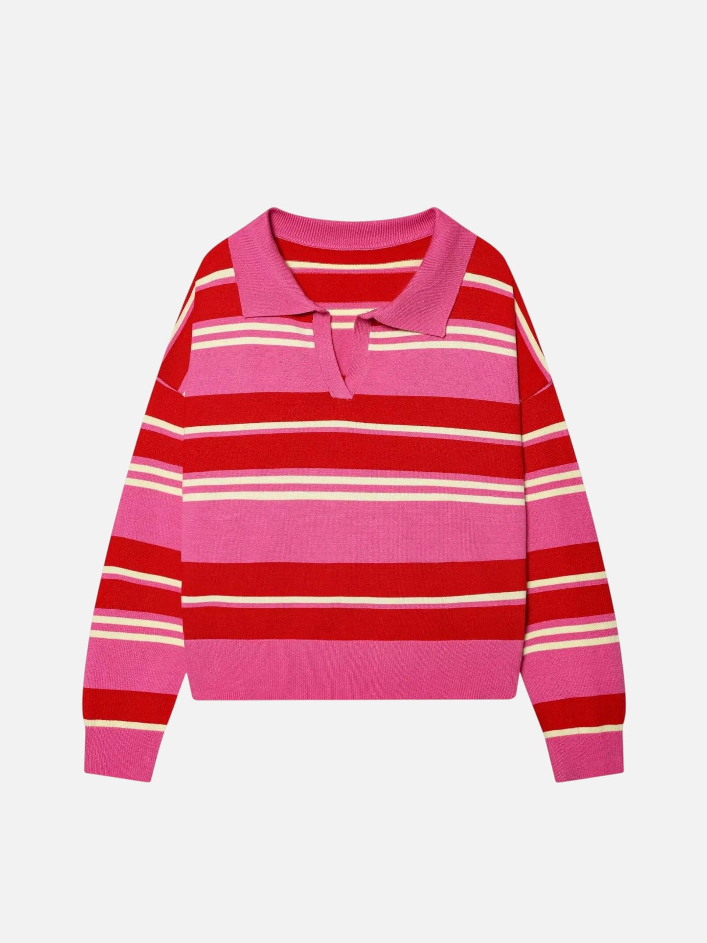Montviro | Women’s Polo Neck Striped Sweater – Casual Chic Style