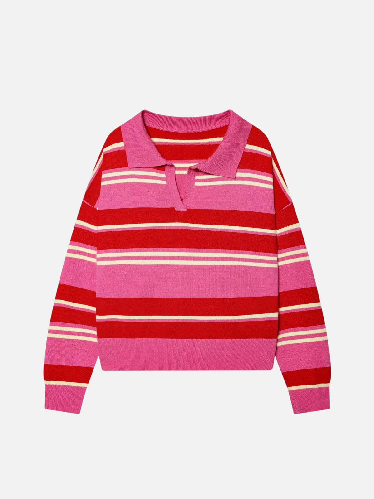 Montviro | Women’s Polo Neck Striped Sweater – Casual Chic Style