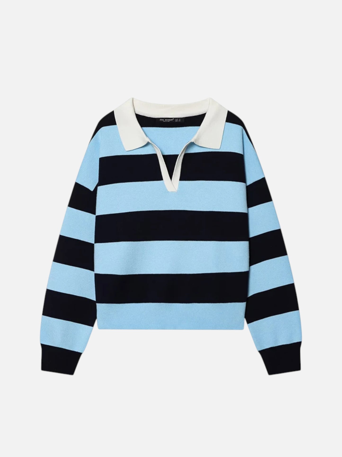 Montviro | Women’s Polo Neck Striped Sweater – Casual Chic Style