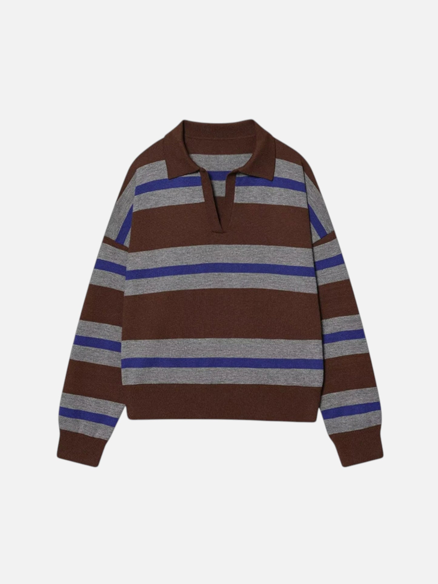 Montviro | Women’s Polo Neck Striped Sweater – Casual Chic Style