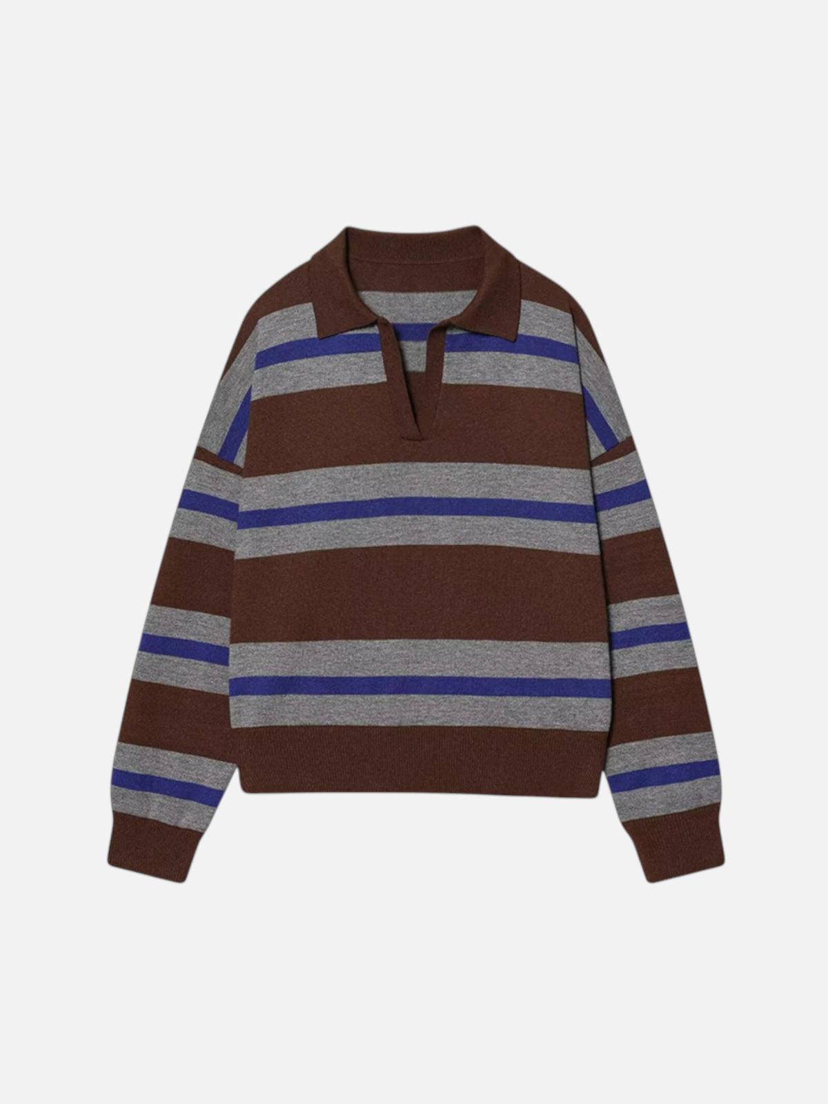 Montviro | Women’s Polo Neck Striped Sweater – Casual Chic Style