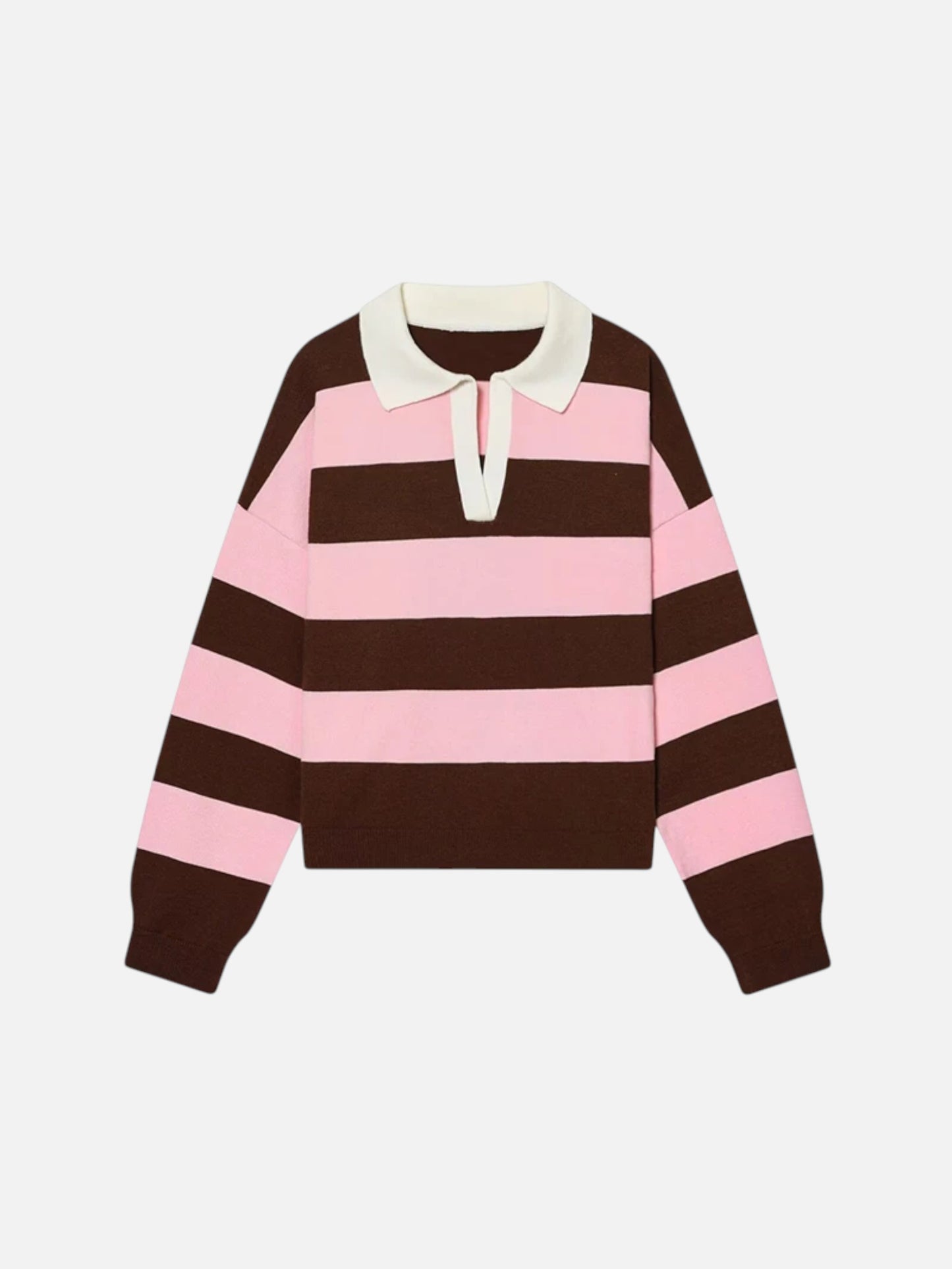 Montviro | Women’s Polo Neck Striped Sweater – Casual Chic Style