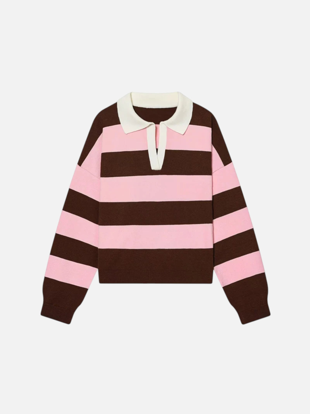 Montviro | Women’s Polo Neck Striped Sweater – Casual Chic Style