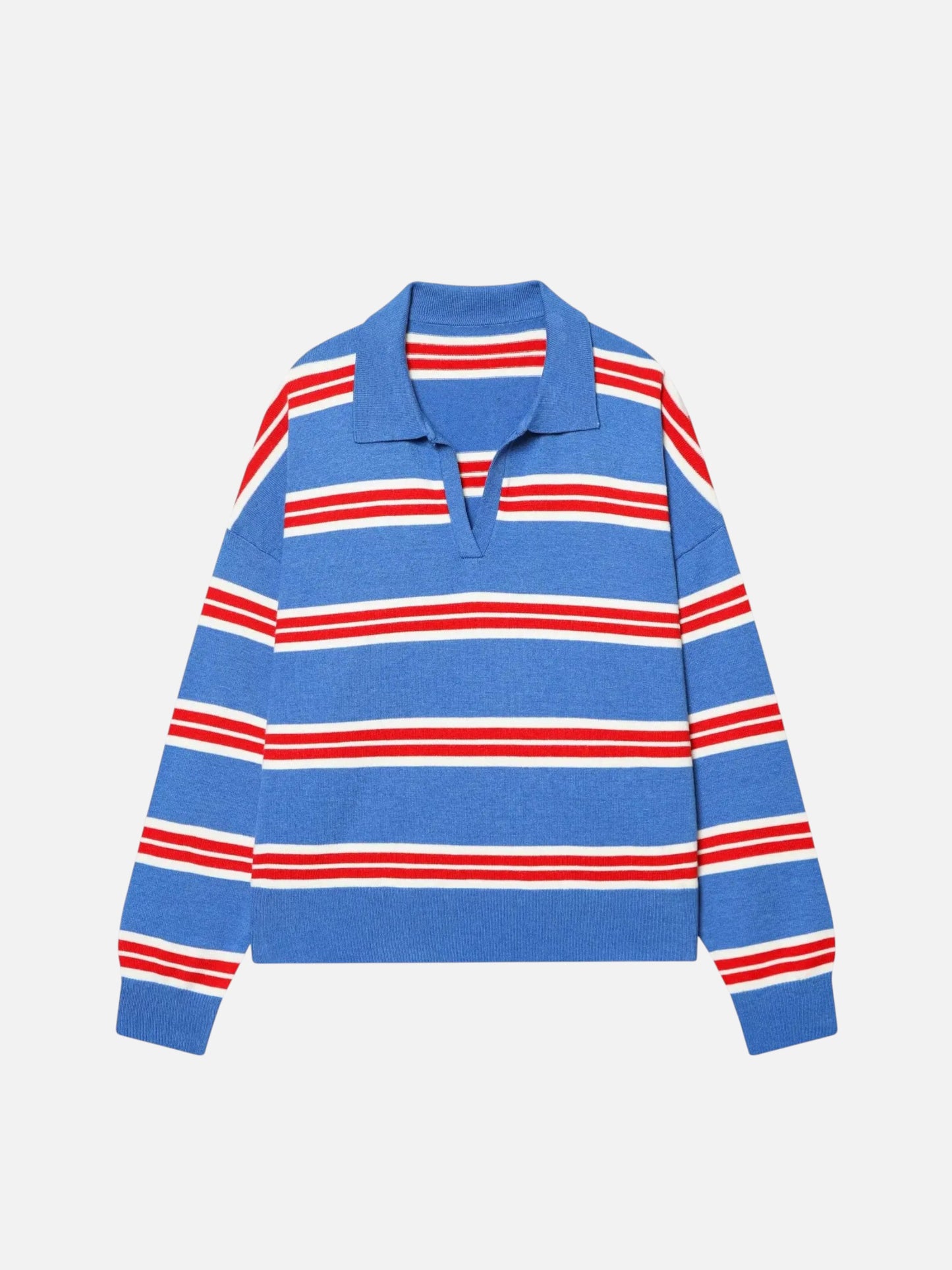 Montviro | Women’s Polo Neck Striped Sweater – Casual Chic Style
