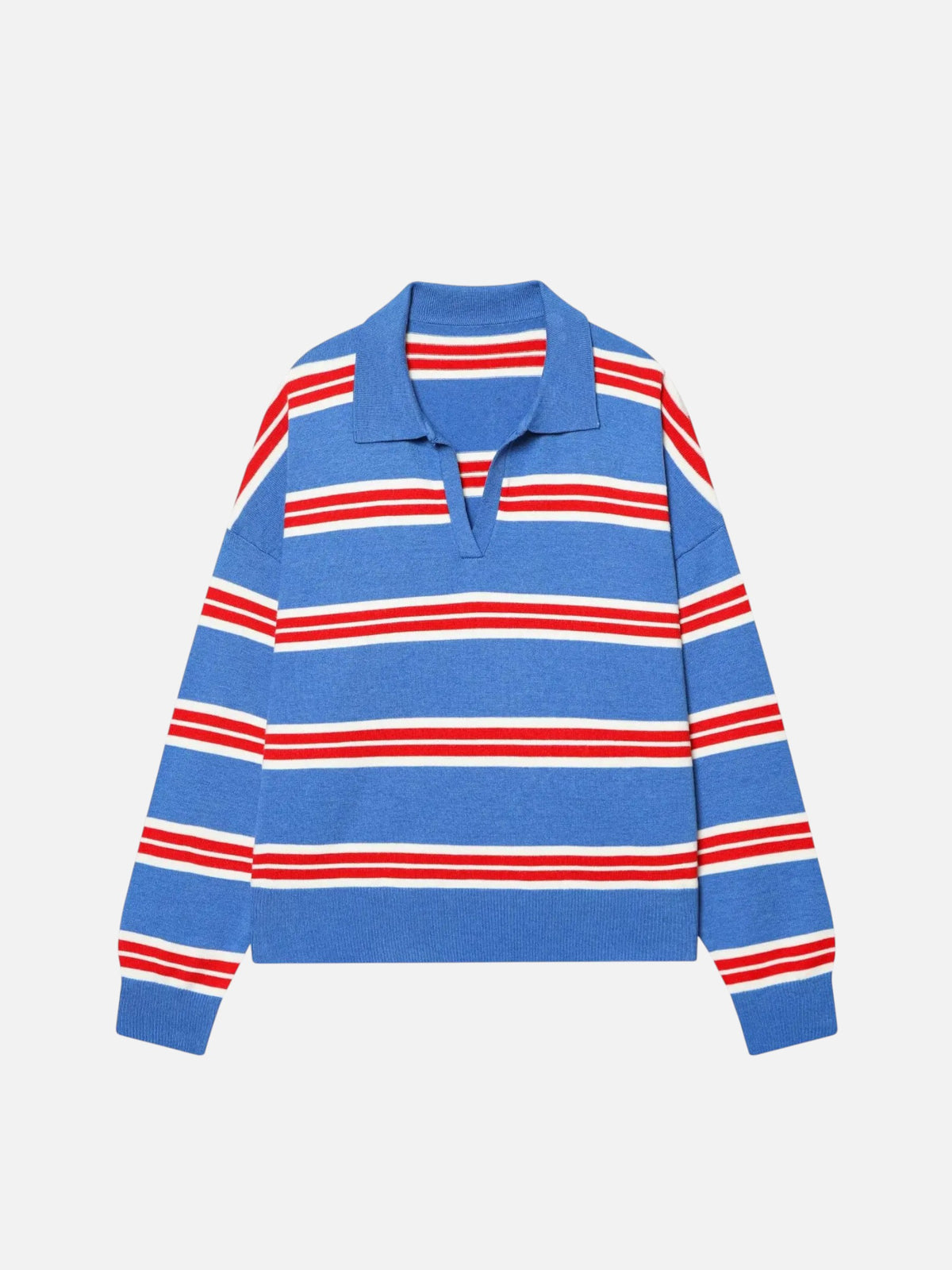 Montviro | Women’s Polo Neck Striped Sweater – Casual Chic Style