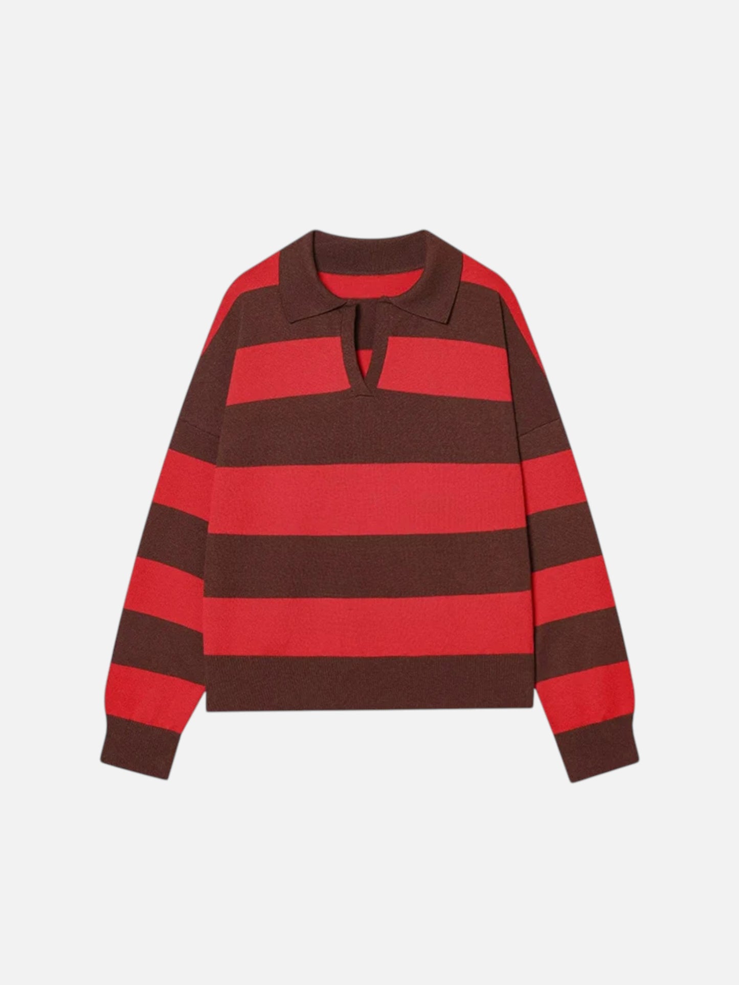 Montviro | Women’s Polo Neck Striped Sweater – Casual Chic Style