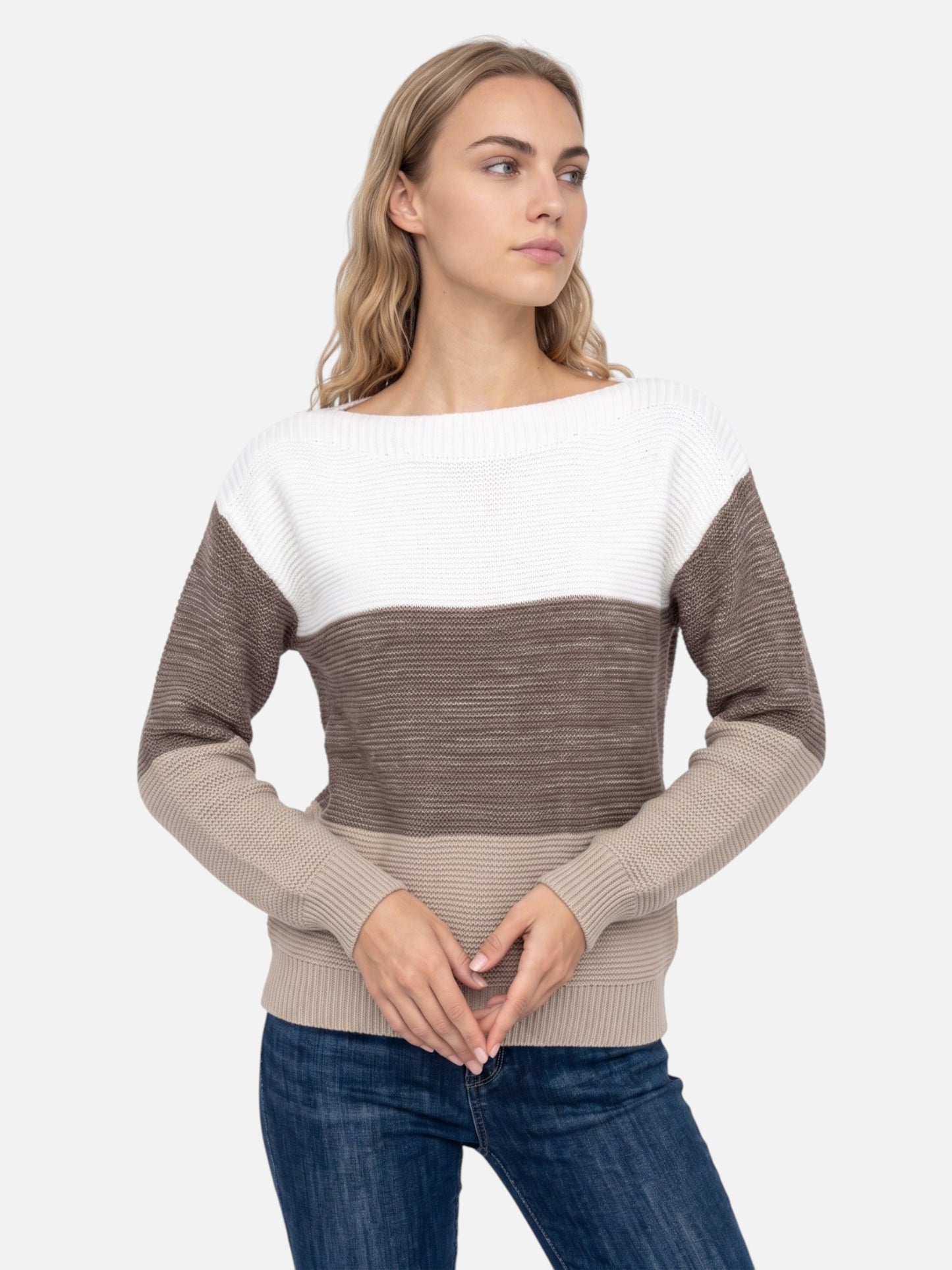 Montviro | Women’s Colour-Blocked Drop-Shoulder Knit Sweater