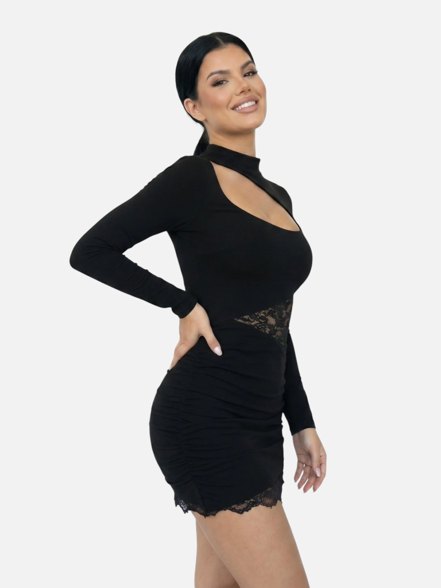 Montviro | Women’s Bodycon Mini Dress – Lace Detail Elegance