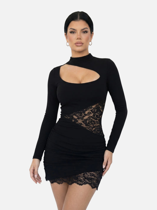 Montviro | Women’s Bodycon Mini Dress – Lace Detail Elegance