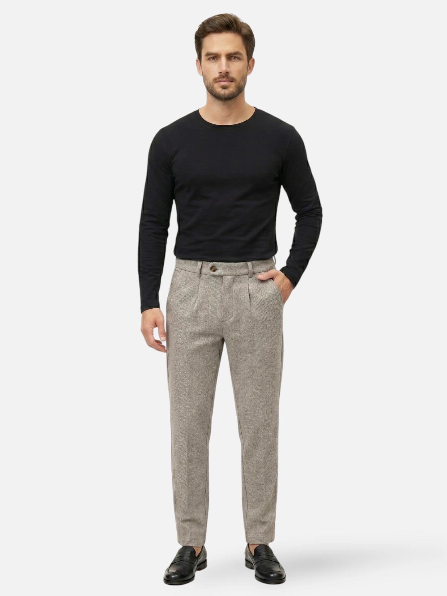 Montviro | Men’s Herringbone Trousers – Timeless Tailored Elegance