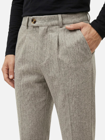 Montviro | Men’s Herringbone Trousers – Timeless Tailored Elegance