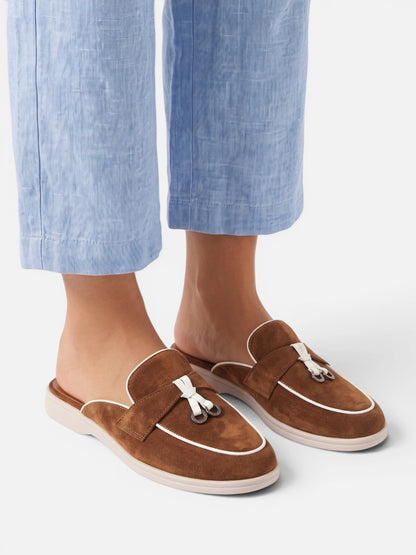 Montviro | Women’s Backless Tassel Mule Loafers – Refined Casual Style