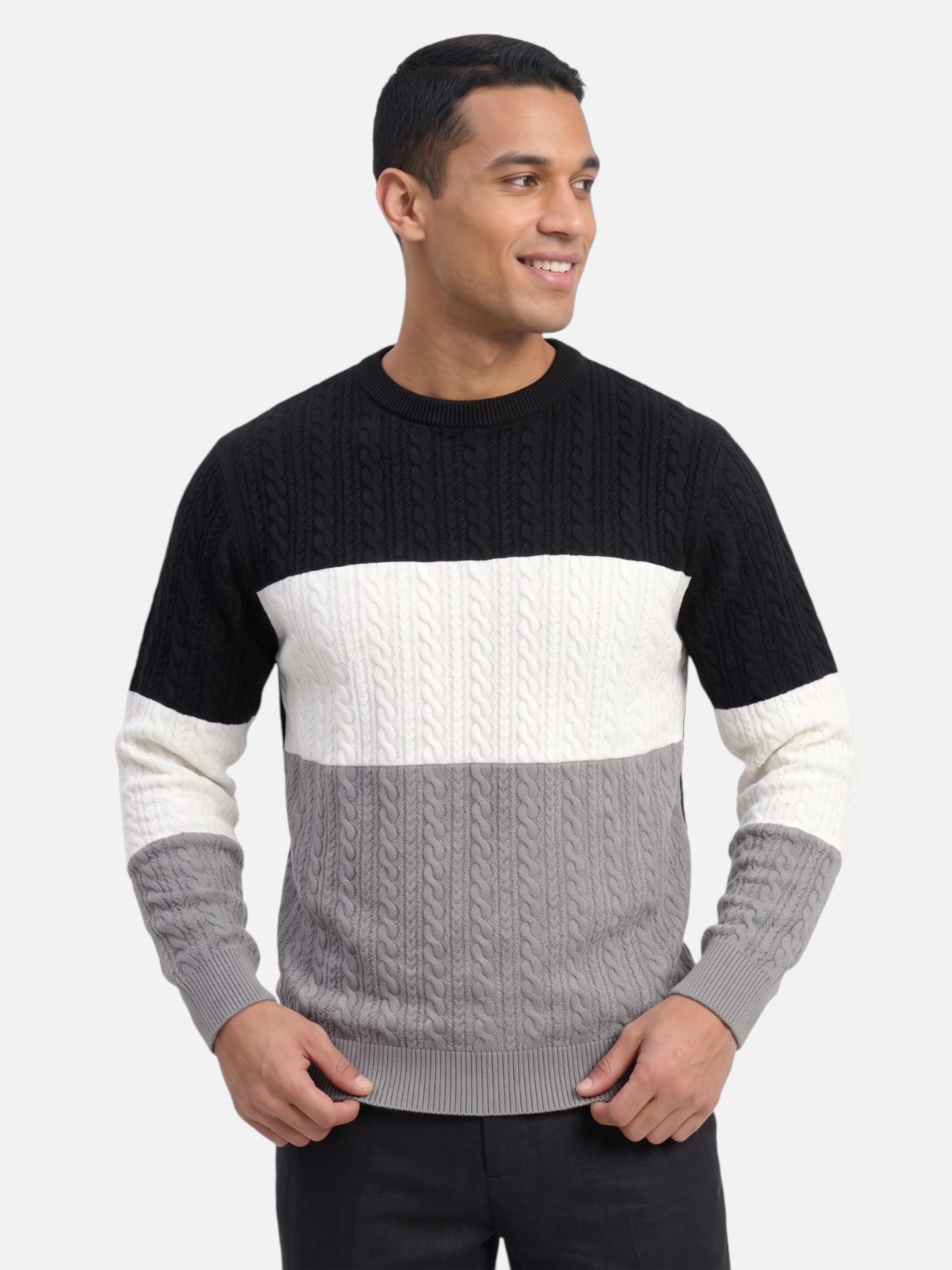 Montviro | Men's Textured Jacquard Knitted Jumper – Autumn Style