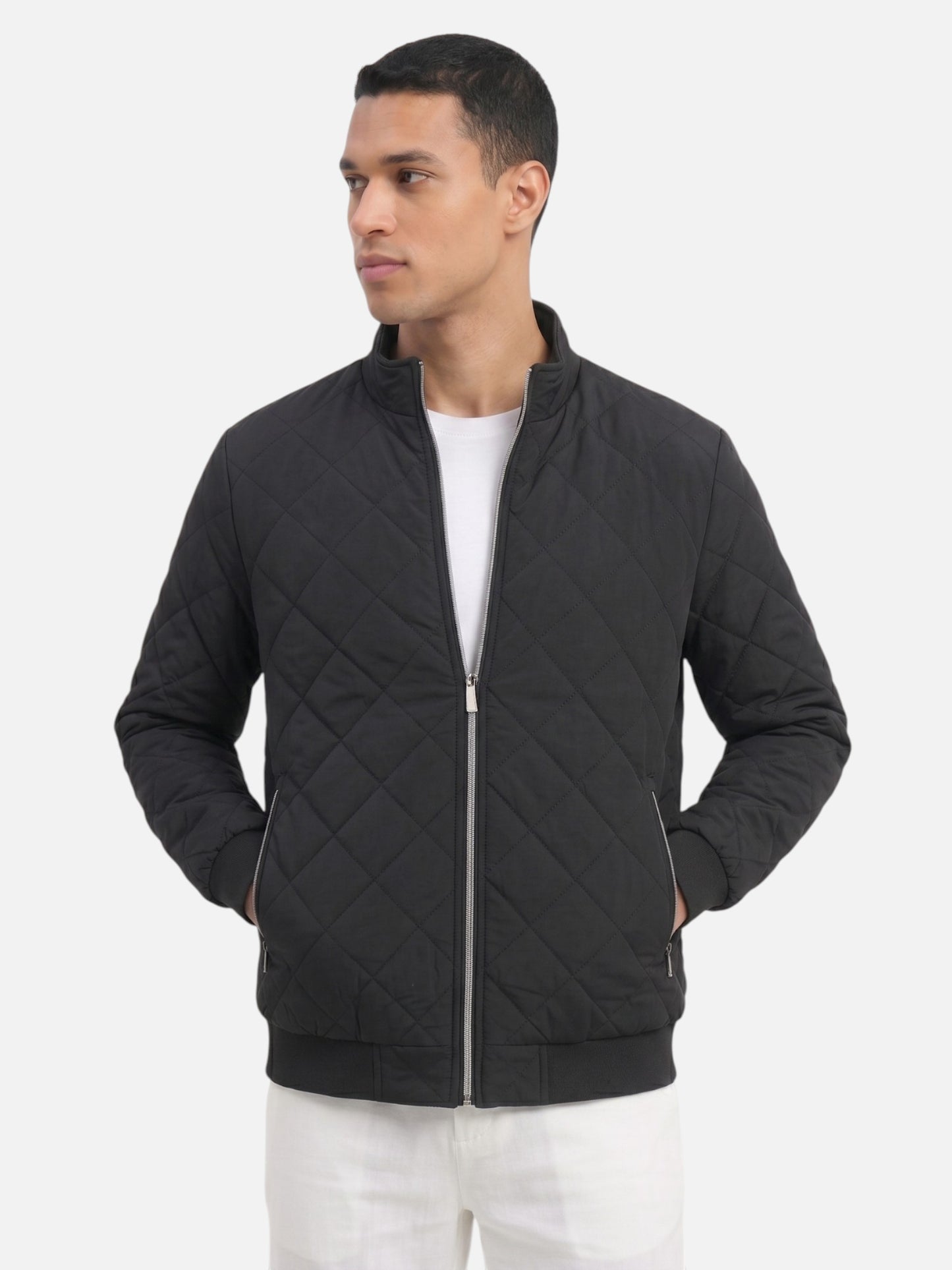 Montviro | Men's Diamond-Pattern Fleece-Lined Bomber Jacket