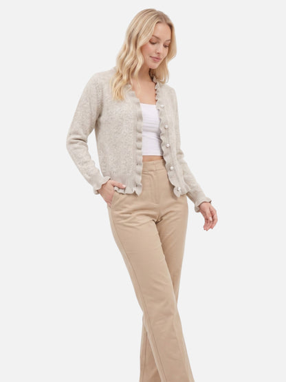 Montviro | Women’s Pearl Button Frill Knit Cardigan