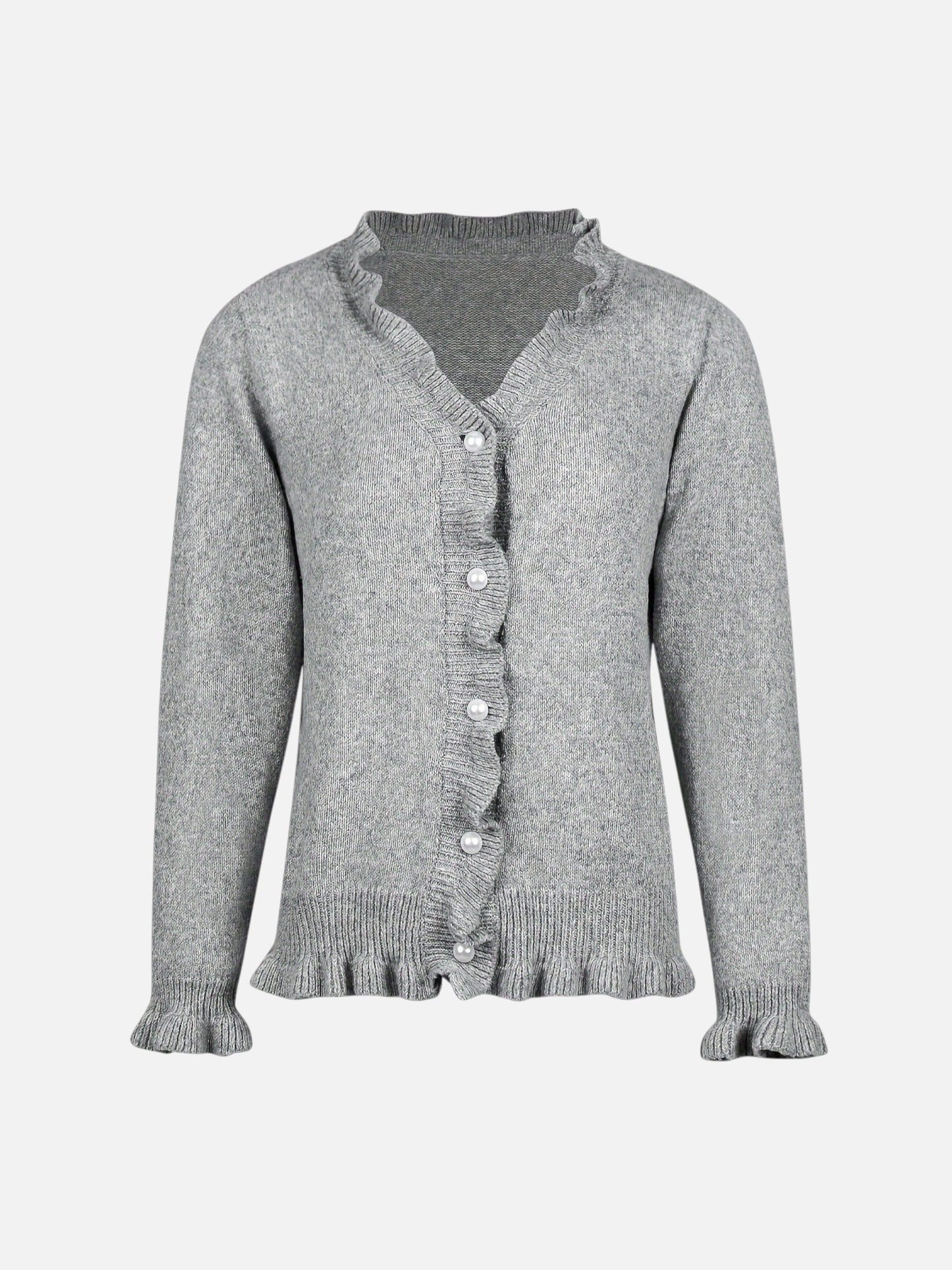 Montviro | Women’s Pearl Button Frill Knit Cardigan