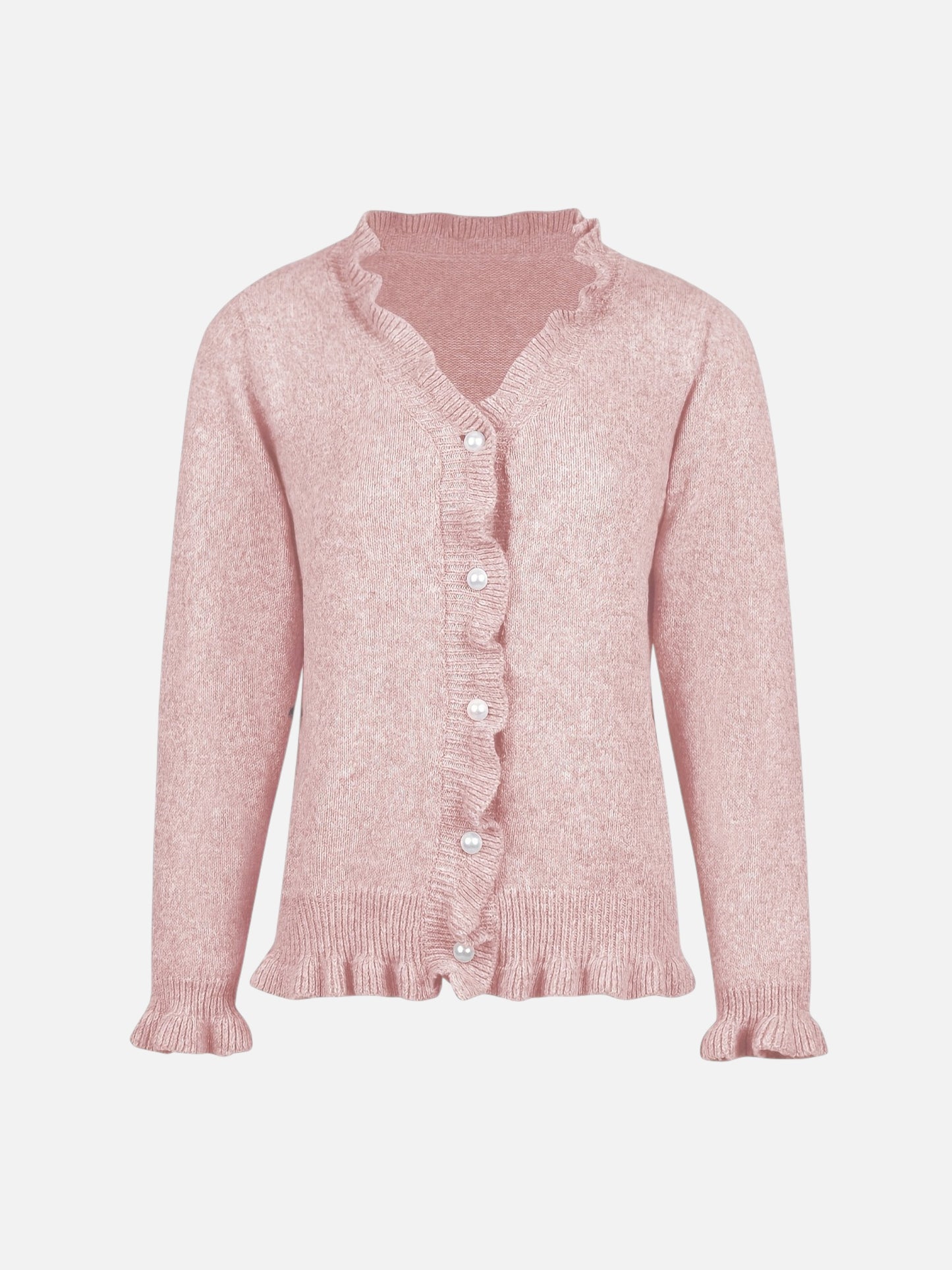 Montviro | Women’s Pearl Button Frill Knit Cardigan