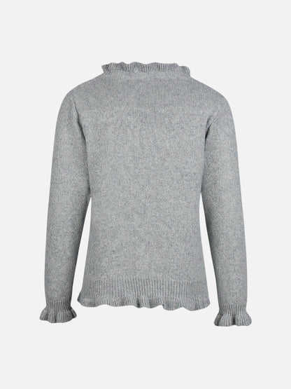 Montviro | Women’s Pearl Button Frill Knit Cardigan