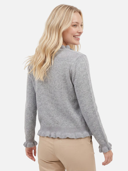 Montviro | Women’s Pearl Button Frill Knit Cardigan