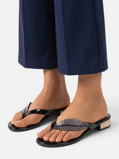 Montviro | Women’s Crystal Leaf Flip Flops – Elegant Summer Style
