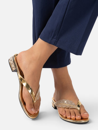 Montviro | Women’s Crystal Leaf Flip Flops – Elegant Summer Style