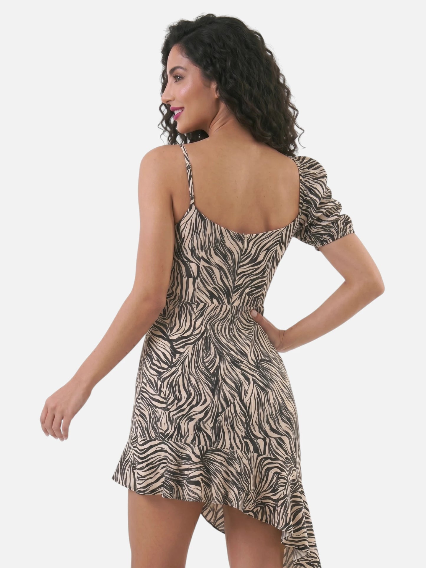 Montviro | Women’s Zebra Print Ruffle Mini Dress