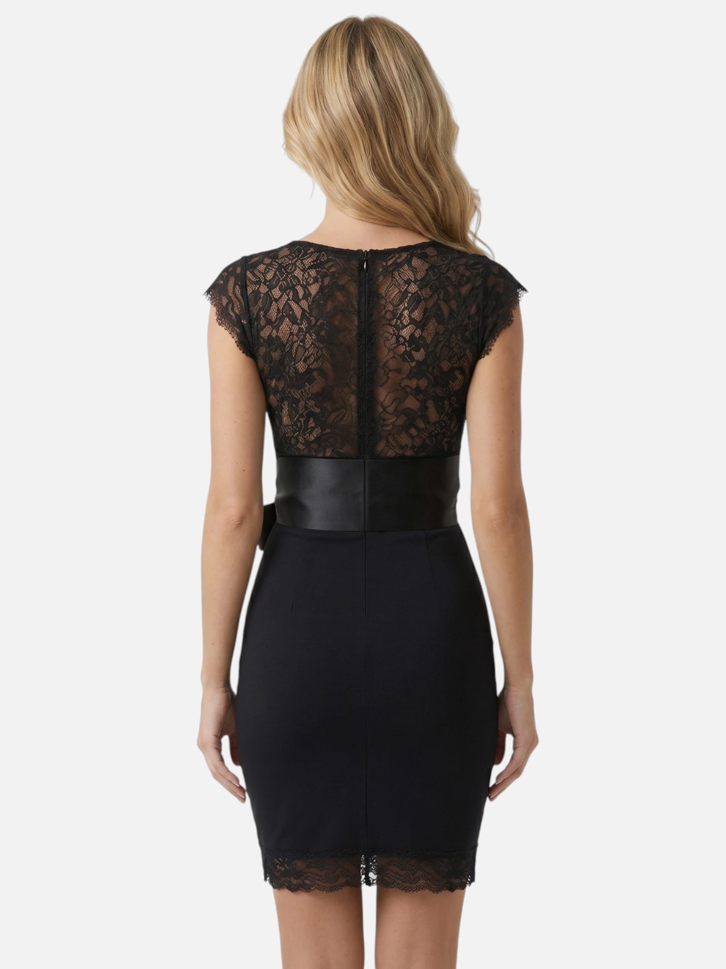 Montviro | Women’s Stylish Black Lace Trim Bodycon Mini Dress