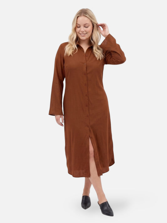 Montviro | Women’s Long Sleeve Shirt Maxi Dress – Timeless Style