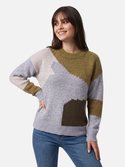 Montviro | Women’s Colour-Block Knit Sweater – Casual Autumn Style