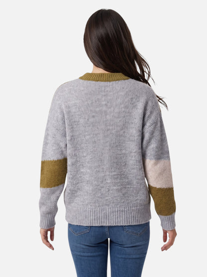 Montviro | Women’s Colour-Block Knit Sweater – Casual Autumn Style