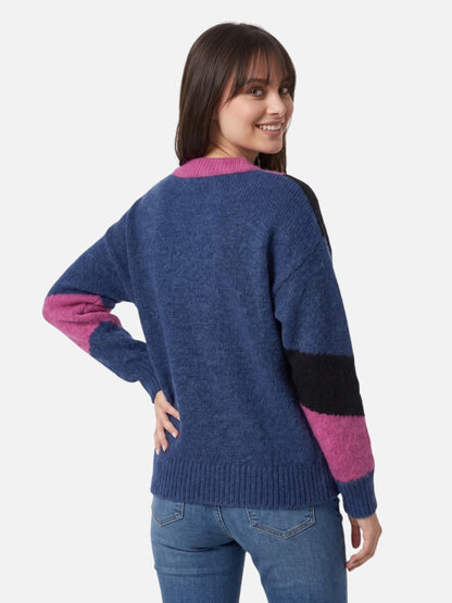 Montviro | Women’s Colour-Block Knit Sweater – Casual Autumn Style