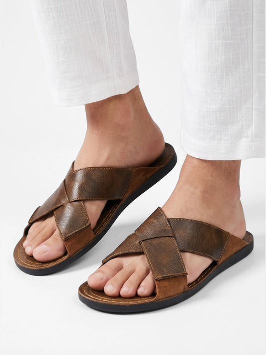Montviro | Men’s Roman Sandals – Faux Leather Casual Style