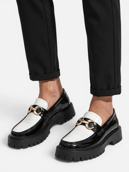 Montviro | Men’s Metal Buckle Penny Loafers – Formal Elegance