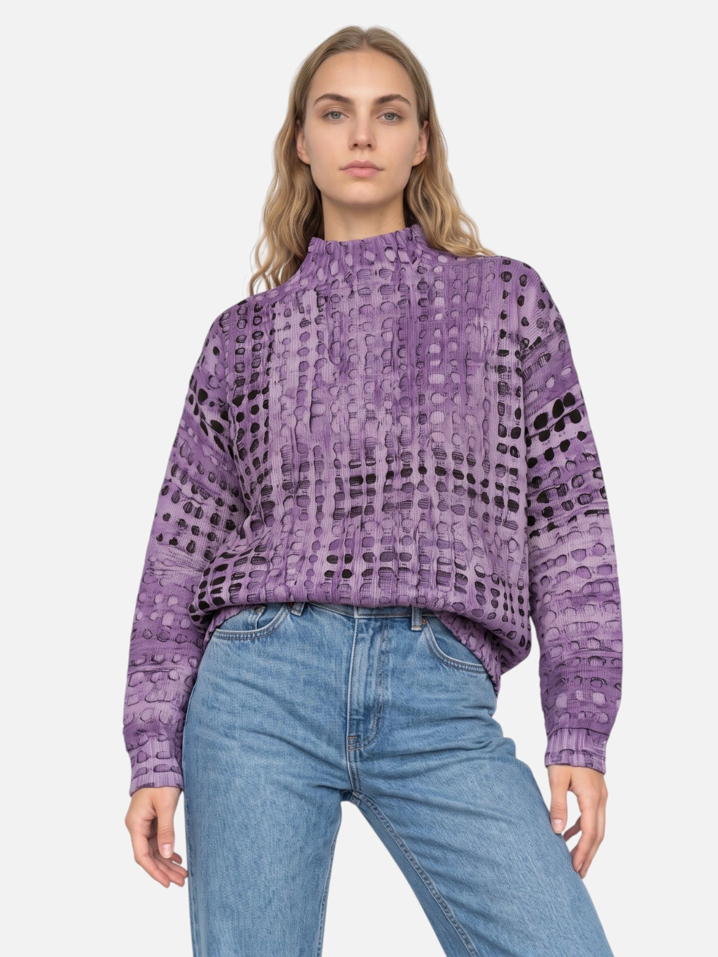 Montviro | Women's Sunset Print High-Neck Knitted Jumper