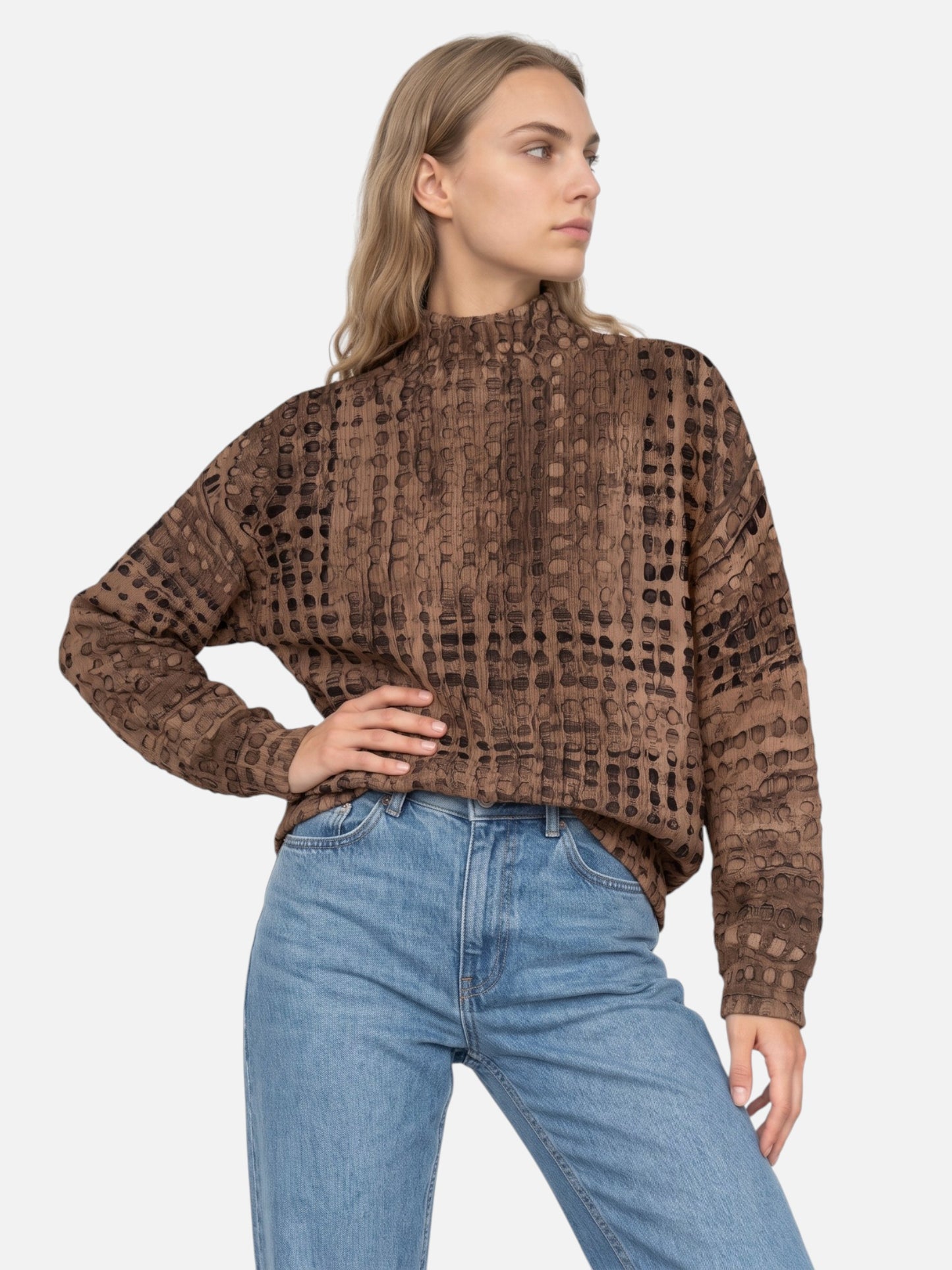 Montviro | Women's Sunset Print High-Neck Knitted Jumper