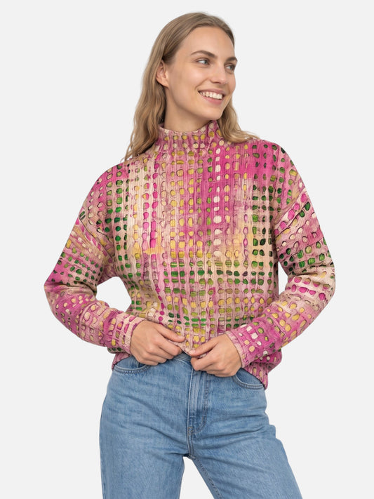 Montviro | Women's Sunset Print High-Neck Knitted Jumper
