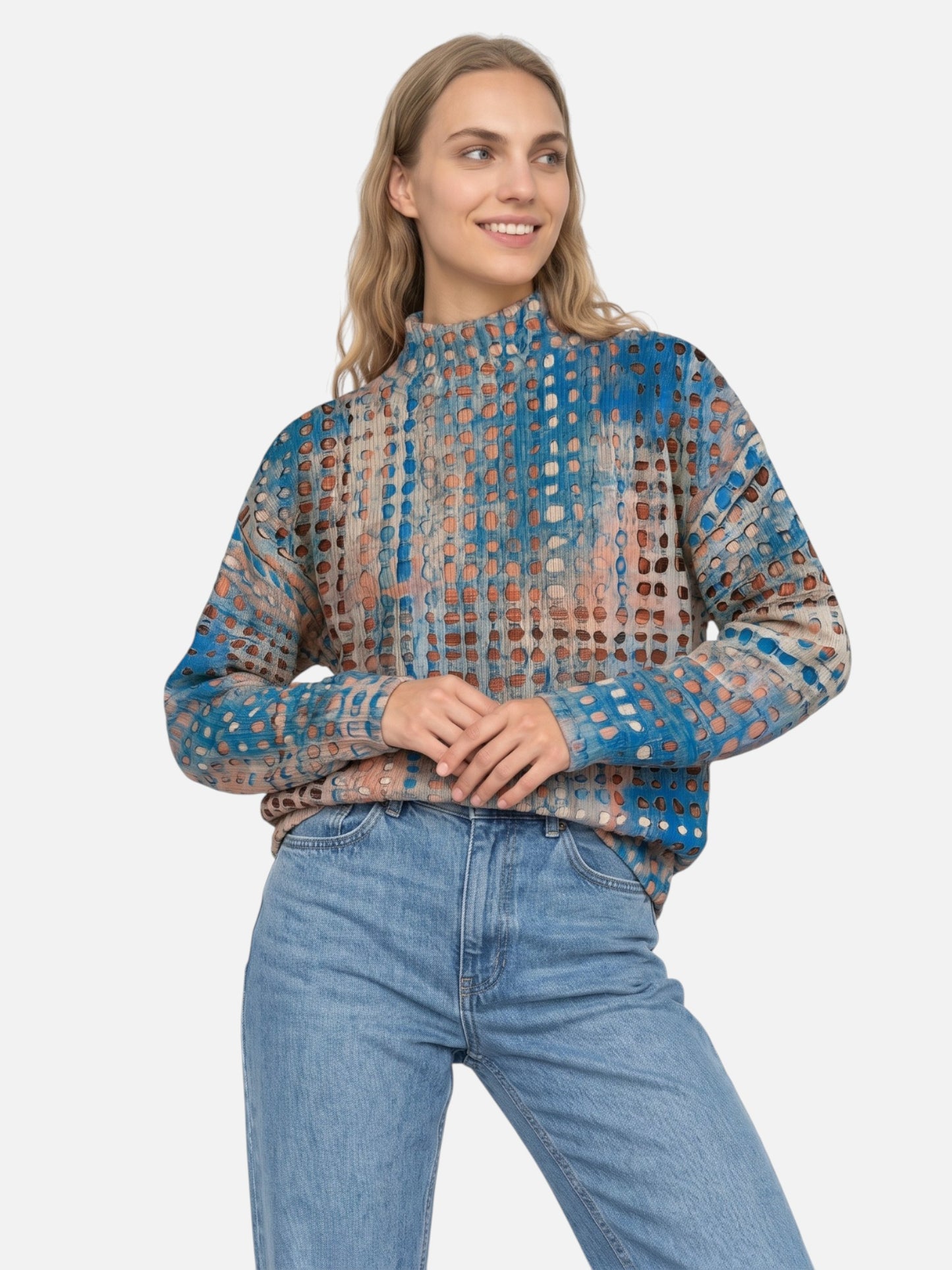 Montviro | Women's Sunset Print High-Neck Knitted Jumper